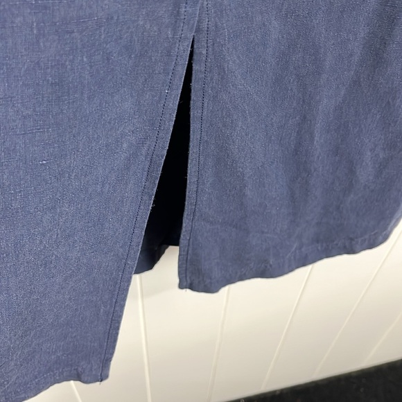 Lord & Taylor Womens Shift Dress 14 Navy Hidden Button Down Sleeveless 72% Silk - Picture 11 of 15